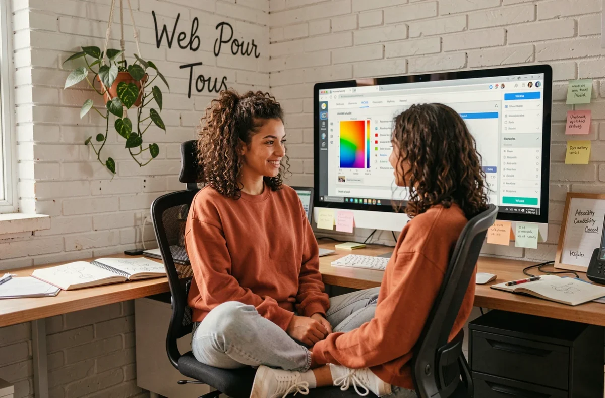 Développeuse web de l'agence Les Idées Fraîches travaillant sur l'accessibilité numérique et les tests WCAG