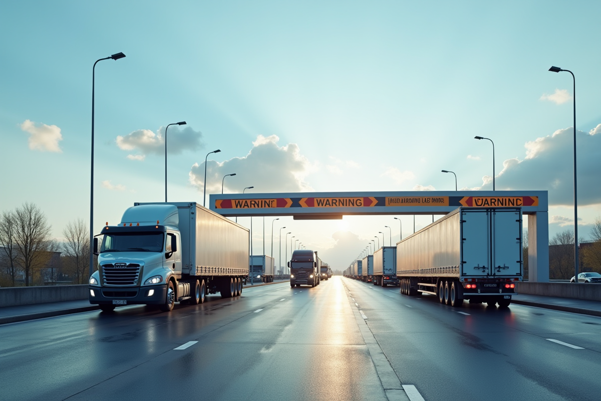 Contrôle frontière avec caméras et barrières de sécurité