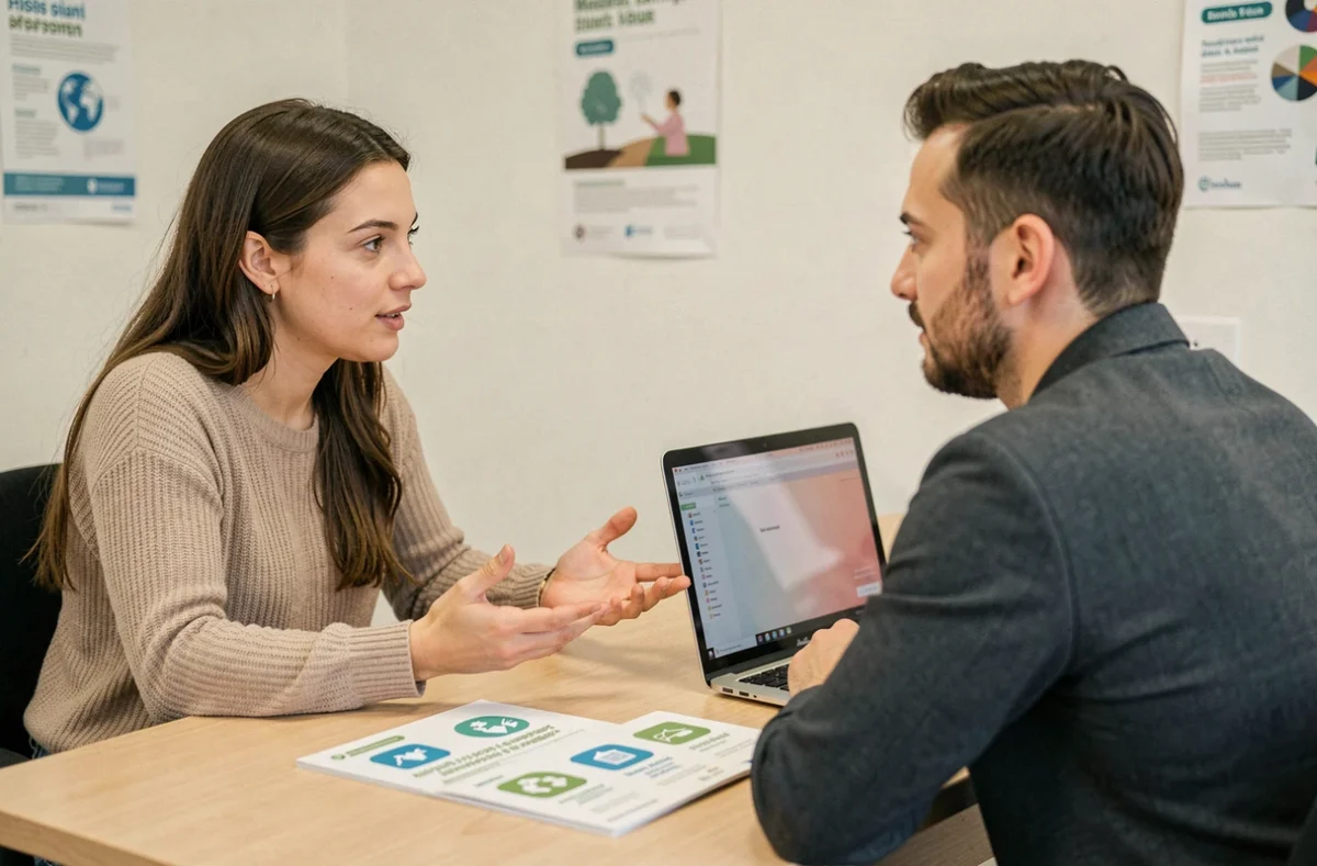 Entretien d'orientation professionnelle pour un emploi vert dans une agence TEE locale
