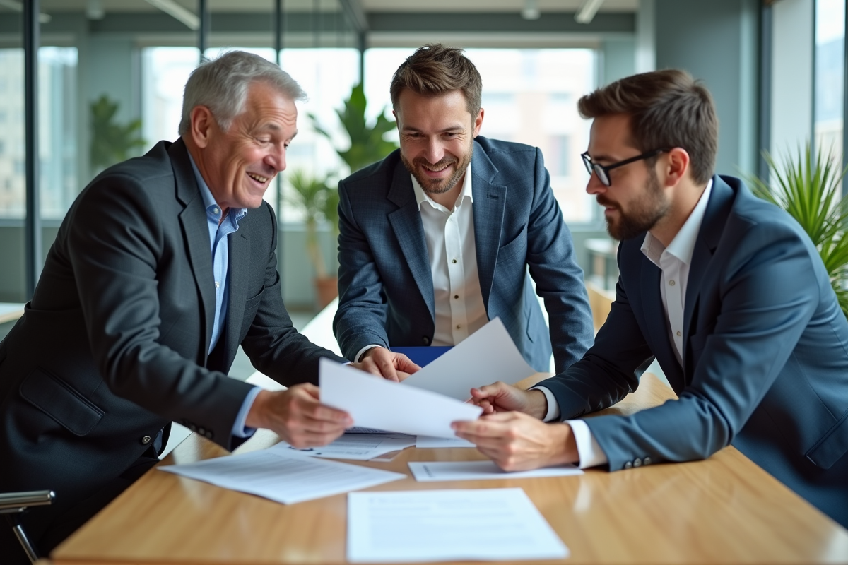 Groupe de trois consultants HR discutant autour d