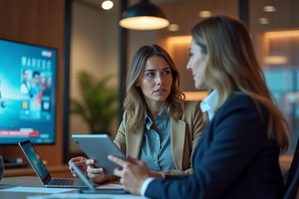 Femme d affaires discutant stratégie marketing en bureau