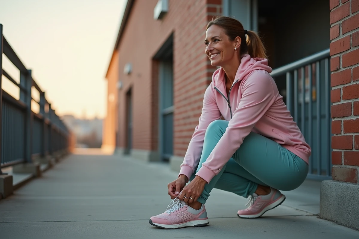 Femme motiv&eacute;e en ext&eacute;rieur &agrave; l