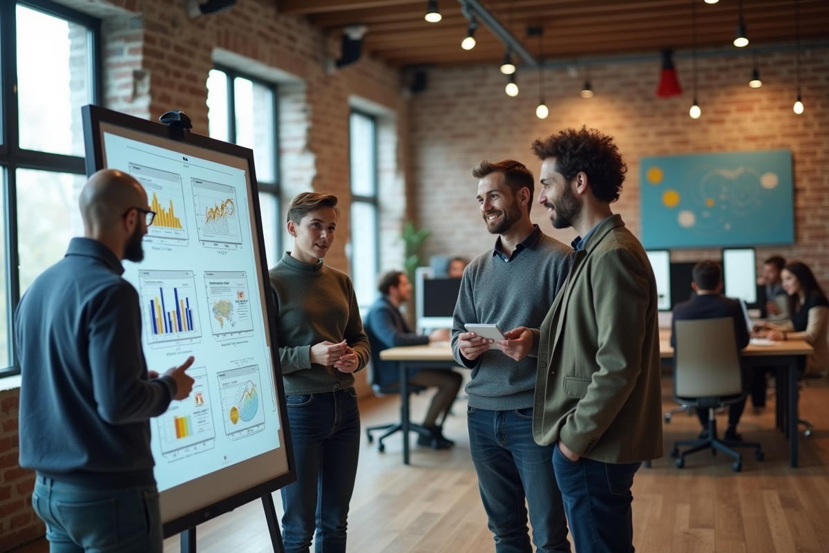 Groupe de jeunes professionnels en brainstorming collaboratif