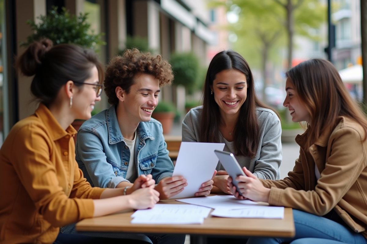 Groupe de jeunes discutant autour d