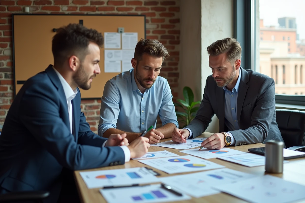 Groupe de professionnels discutant autour d